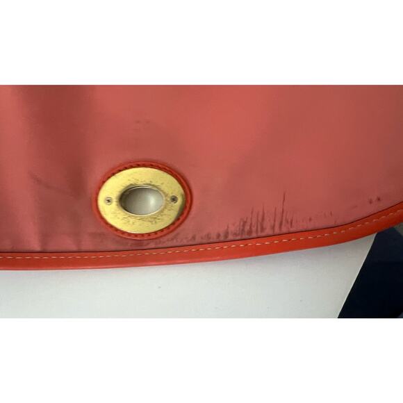 COACH Orange Z Leather Crossbody Flap Duffle Tote Bag Turnlock - Picture 11 of 13